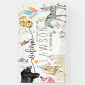 モダンシンプルパーティー動物誕生日歓迎 横断幕 (縦)