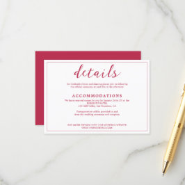 モダンシンプルビバマゼンタホワイト結婚ズ詳細 エンクロージャーカード