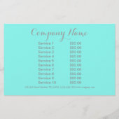 モダンシンプルビューティーサロン アクアブルーターコイズ チラシ (裏面)