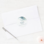 モダンシンプルビーチ結婚式ダスティブルー ラウンドシール (封筒)