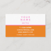 モダンシンプルピンクとオレンジ色のカラーブロック 名刺 (裏面)