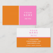 モダンシンプルピンクとオレンジ色のカラーブロック 名刺 (正面/裏面)