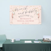 モダンシンプルピンクのブランチと泡状ブライダルシャワー 横断幕 (トレードショー)