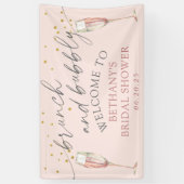 モダンシンプルピンクのブランチと泡状ブライダルシャワー 横断幕 (縦)