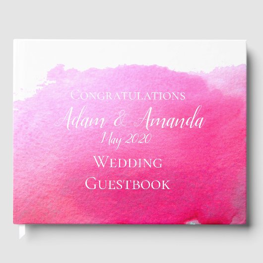 モダンシンプルピンクの水の色結婚芸術 ゲストブック (正面)