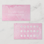 モダンシンプルピンク大理石まつ毛エクステンション ロイヤリティカード (正面/裏面)