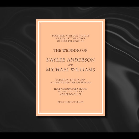 モダンシンプルピーチ結婚フズ 招待状