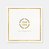 モダンシンプルフェイク縁ど金ゴールドロゴナプキン スタンダードカクテルナプキン (正面)