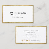 モダンシンプルフェイク縁ど金ゴールド会社のロゴ 名刺 (正面/裏面)