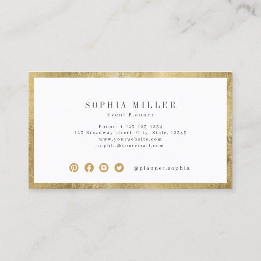 モダンシンプルフェイク縁ど金ゴールド会社のロゴ 名刺 (裏面)