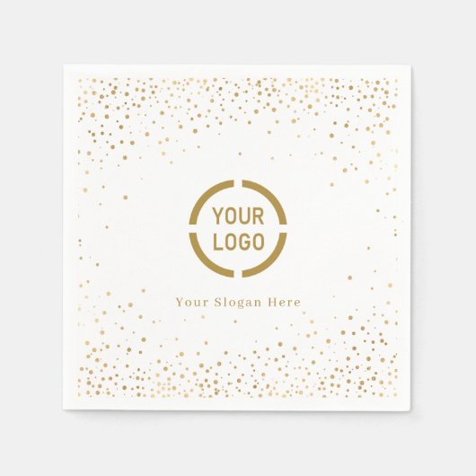 モダンシンプルフェイク金ゴールドグリッター会社のロゴ スタンダードカクテルナプキン (正面)