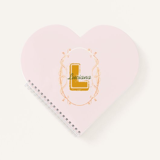 モダンシンプルフェミニン赤面ガーリーピンクモノグラム ノートブック (正面)