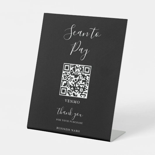 モダンシンプルフォーマルブラックQRスキャンによる支払い 台座サイン (正面)