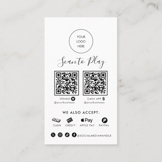 モダンシンプルフォーマル支払価格表のスキャン 名刺 (裏面)