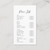 モダンシンプルフォーマル支払価格表のスキャン 名刺 (正面)