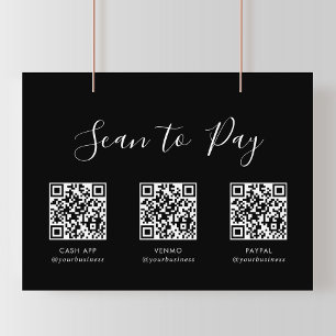 モダンシンプルフォーマルBlack QR Scan to Pay Sign