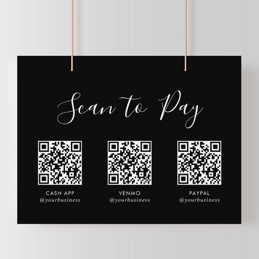 モダンシンプルフォーマルBlack QR Scan to Pay Sign