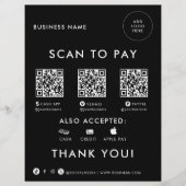モダンシンプルフォーマルBlack QR Scan to Pay Sign (正面)