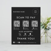 モダンシンプルフォーマルBlack QR Scan to Pay Sign (スタンド正面)