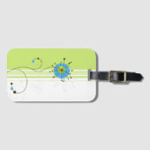 モダンシンプルフラワーグリーンタイポグラフィ ラゲッジタグ (正面横)