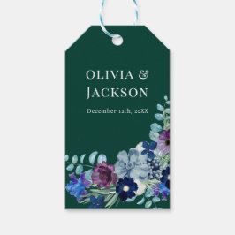 モダンシンプルフローラエメラルド結婚グリーン ギフトタグ