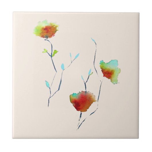 モダンシンプルフローラフラワーオータムアート タイル (正面)