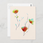 モダンシンプルフローラフラワーオータムアート ポストカード (正面/裏面)