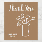 モダンシンプルフローラミニマ感謝していリスト ワインラベル (シングルラベル)