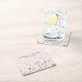 モダンシンプルフローラ結婚ズ スクエアペーパーコースター