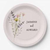 モダンシンプルフローラ結婚ズ ペーパープレート (正面)