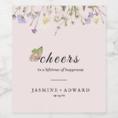 モダンシンプルフローラ結婚ズ ワインラベル (シングルラベル)