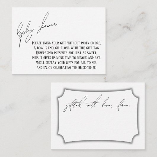 モダンシンプルブライダル表示シャワーギフトカード エンクロージャーカード (正面/裏面)