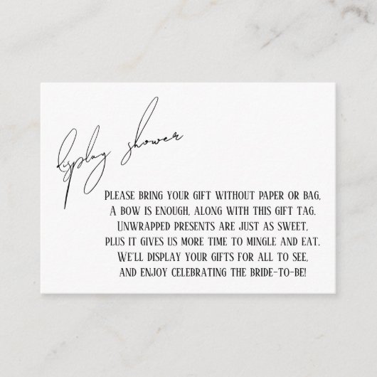 モダンシンプルブライダル表示シャワーギフトカード エンクロージャーカード (正面)