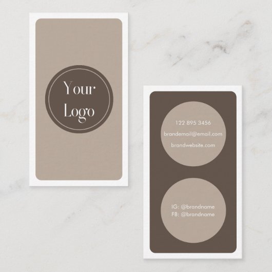 モダンシンプルブラウンクリームミニマリスト 名刺 (正面/裏面)