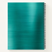 モダンシンプルブラシ付き金属ティール（緑がかった色）モノグラム ノートブック (裏面)