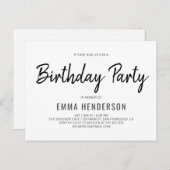 モダンシンプルブラシ誕生日パーティー インビテーションポストカード (正面/裏面)