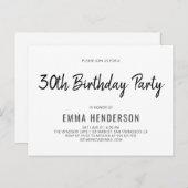 モダンシンプルブラシ30歳の誕生日パーティー インビテーションポストカード (正面/裏面)