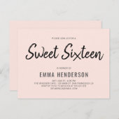 モダンシンプルブラシSweet sixteen インビテーションポストカード (正面/裏面)