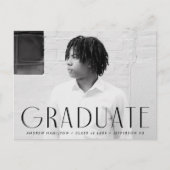 モダンシンプルブラック写真卒業パーティー インビテーションポストカード (正面)