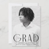 モダンシンプルブラック写真卒業パーティー 招待状 (正面)