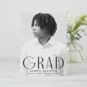 モダンシンプルブラック写真卒業 案内状 (スタンド正面)