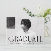 モダンシンプルブラック写真卒業 案内状 (スタンド正面)