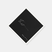 モダンシンプルブラック最後結婚の スタンダードカクテルナプキン (角)