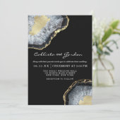 モダンシンプルブラック金ゴールドアゲード結婚ズ 招待状 (スタンド正面)