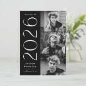 モダンシンプルブラック3写真2025卒業 案内状 (スタンド正面)