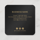 モダンシンプルブラック&金ゴールドモノグラムプロフェッショナル スクエア名刺 (裏面)