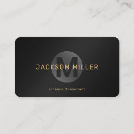 モダンシンプルブラック&金ゴールドモノグラムプロフェッショナル 名刺