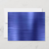 モダンシンプルブラッシュメタルブルーモノグラム ノートカード (裏面)