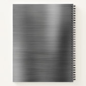 モダンシンプルブラッシュメタル銀グレーモノグラム ノートブック (裏面)