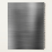 モダンシンプルブラッシュメタル銀グレーモノグラム プランナー手帳 (裏面)